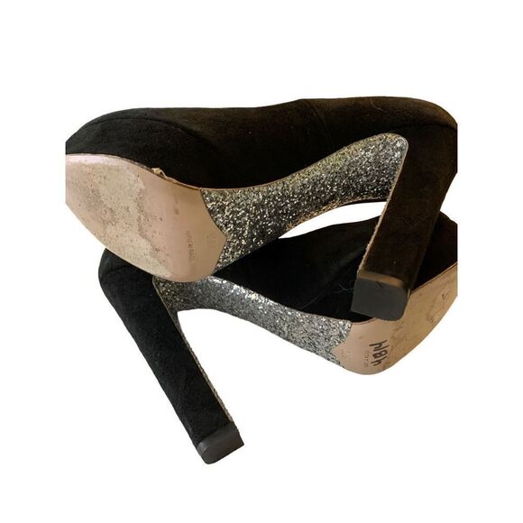 Miu Miu Black Suede Glitter Heel Platform Pump size 39.5 US 9.5 - Picture 5 of 7